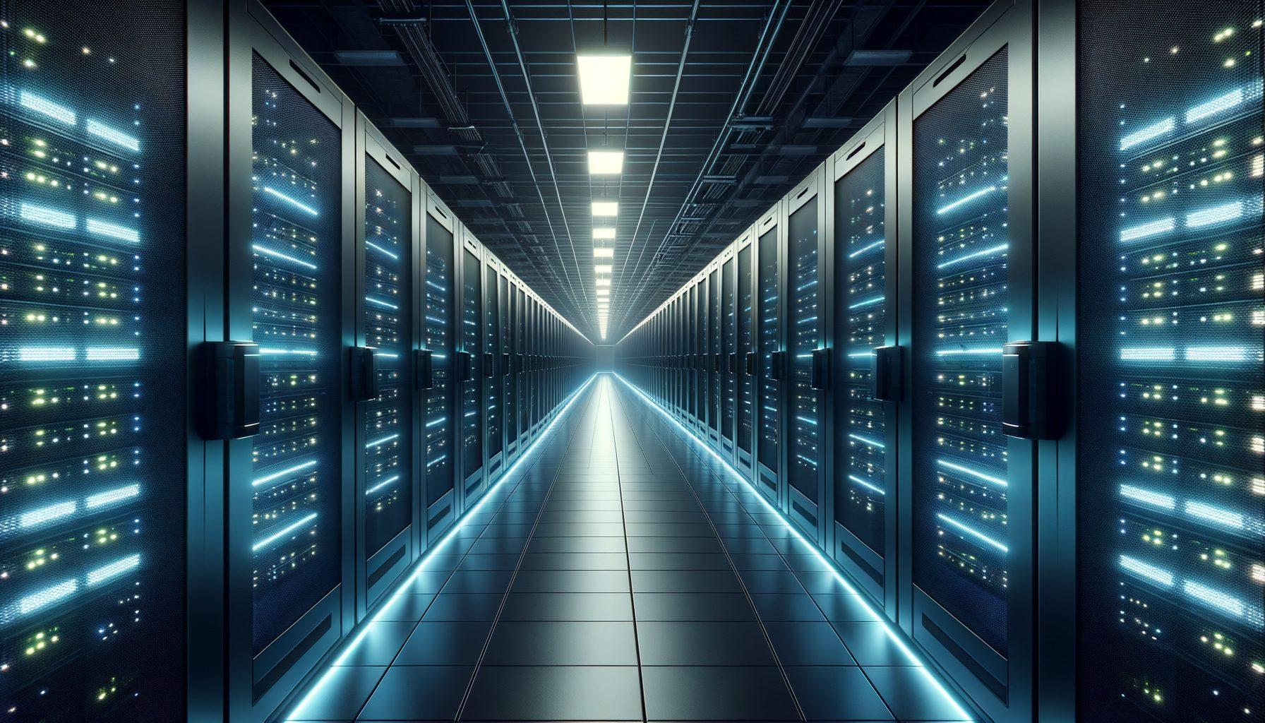 Modern datacenter with cool LED uplighting